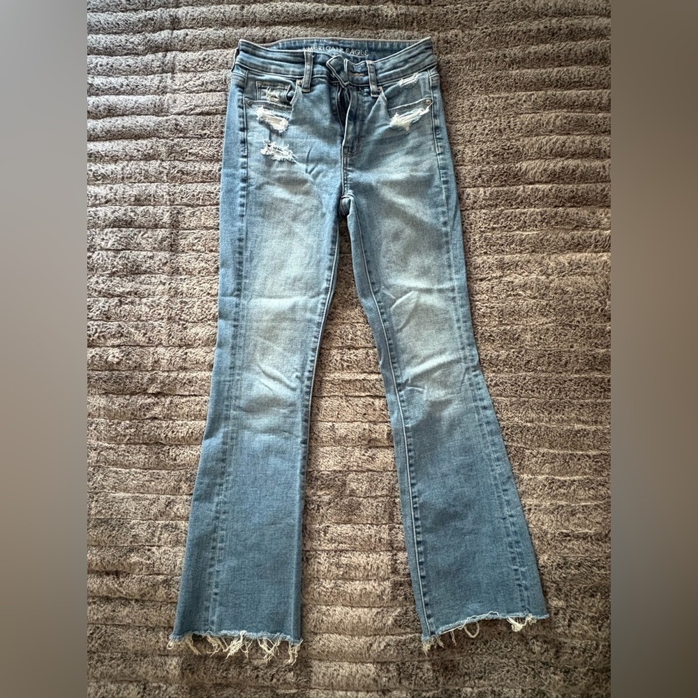 American Eagle AE Jeans Light Wash Hi Rise Skinny Kick Crop Women’s Size 0